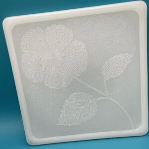 Vintage Pair McKee Milk Glass Poppy Flower Embossed Trivet